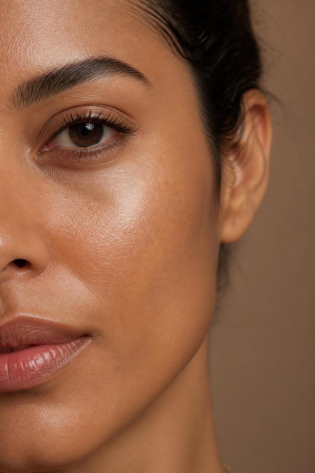 Close-up de pele saudável e uniforme após cuidado com melasma